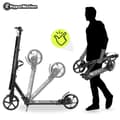 Miniatyrbild 6 av 11: HyperMotion Skyline sparkcykel – hopfällbar aluminium, 20 cm PU-hjul, handbroms, stötdämpare, dryckhållare, 6+, max 100 kg
