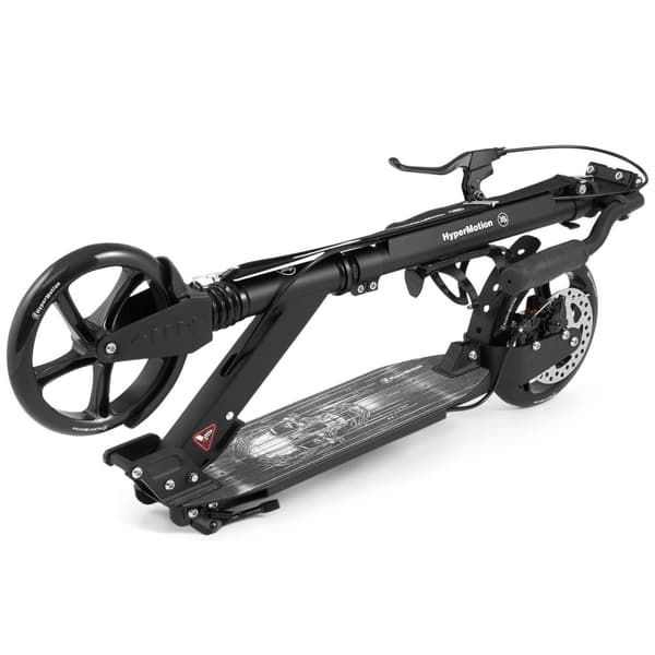 HyperMotion Skyline sparkcykel – hopfällbar aluminium, 20 cm PU-hjul, handbroms, stötdämpare, dryckhållare, 6+, max 100 kg