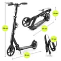 Miniatyrbild 11 av 11: HyperMotion Skyline sparkcykel – hopfällbar aluminium, 20 cm PU-hjul, handbroms, stötdämpare, dryckhållare, 6+, max 100 kg