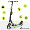Miniatyrbild 2 av 11: HyperMotion Skyline sparkcykel – hopfällbar aluminium, 20 cm PU-hjul, handbroms, stötdämpare, dryckhållare, 6+, max 100 kg