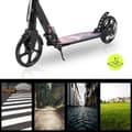 Miniatyrbild 10 av 10: HyperMotion Skyline sparkcykel – hopfällbar aluminium, 20 cm PU-hjul, handbroms, stötdämpare, dryckhållare, 6+, max 100 kg