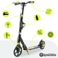 Miniatyrbild 2 av 10: HyperMotion Skyline sparkcykel – hopfällbar aluminium, 20 cm PU-hjul, handbroms, stötdämpare, dryckhållare, 6+, max 100 kg