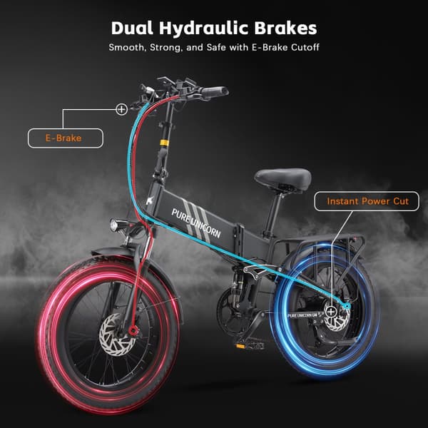 PURE UNICORN U4 City Commuter Elcykel 1000W Motor Vuxen Elcykel 48V15Ah Batteri Elcykel 20 Tums Feta Däck Hopfällbar Elcykel