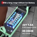 Miniatyrbillede 5 af 11: iScooter i12 voksen elektrisk scooter 500W, med kurv og sæde, 12 tommer, dobbelt affjedring, til bypendling, grøn