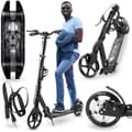 Miniatyrbild 2 av 6: Trottinette Ungdom Vuxen upp till 100kg - 2 stötdämpare - HyperMotion Skyline Crane - Fällbar - 2 Bromsar - Aluminium - ABEC-7