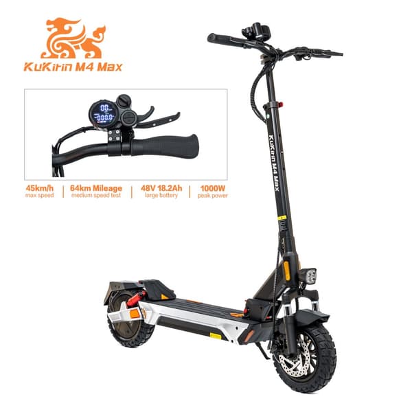 KuKirin G4 Max taitettava sähköskootteri 800W, 48V 18.2Ah akku, huippunopeus 45Km/h, 10 tuuman renkaat, etu- ja takaiskunvaimennin