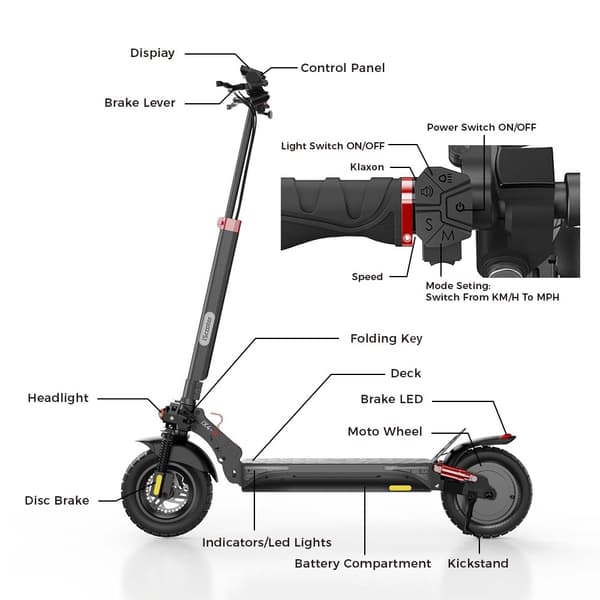 iScooter iX4 elektrisk scooter 800W motor 48V 15Ah batteri 45 km / t Hastighed 40 km rækkevidde 10" dæk skridsikre off-road dæk E-scooter