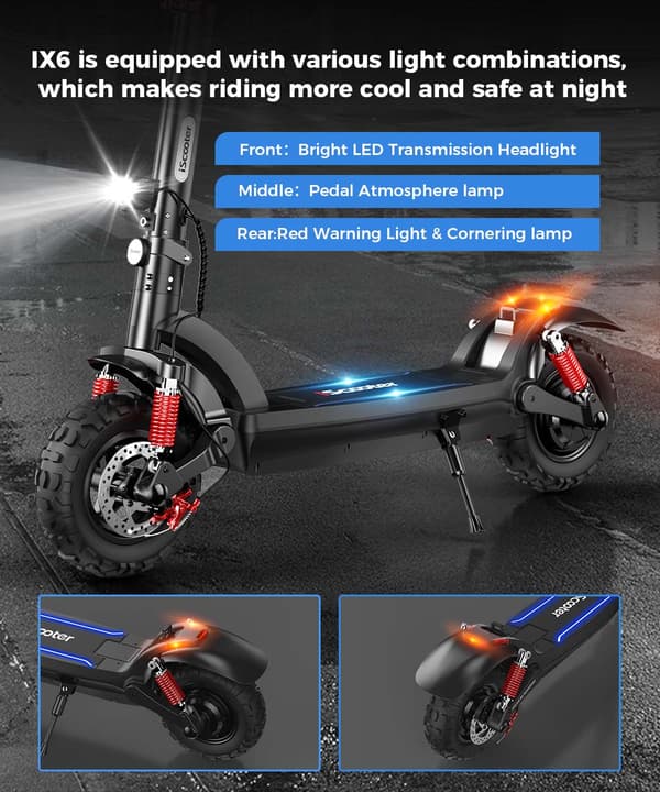 IScooter iX6 Foldbar E-Scooter 48V17.5Ah Batteri 1000W Motor Multifunktionel NFC Start E-Scooter LCD Instrument E-Scooter