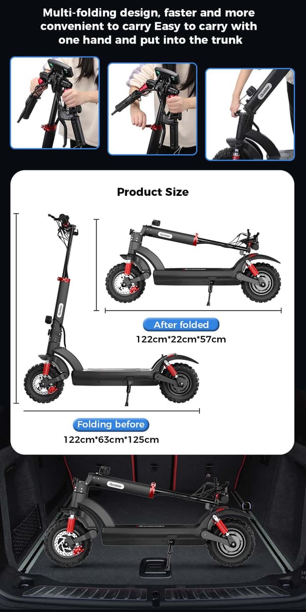 IScooter iX6 Foldbar E-Scooter 48V17.5Ah Batteri 1000W Motor Multifunktionel NFC Start E-Scooter LCD Instrument E-Scooter