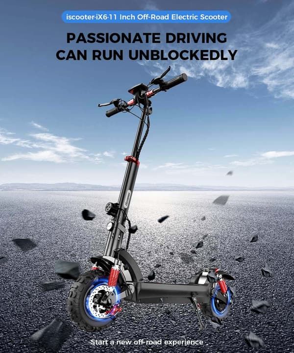 IScooter iX6 Foldbar E-Scooter 48V17.5Ah Batteri 1000W Motor Multifunktionel NFC Start E-Scooter LCD Instrument E-Scooter
