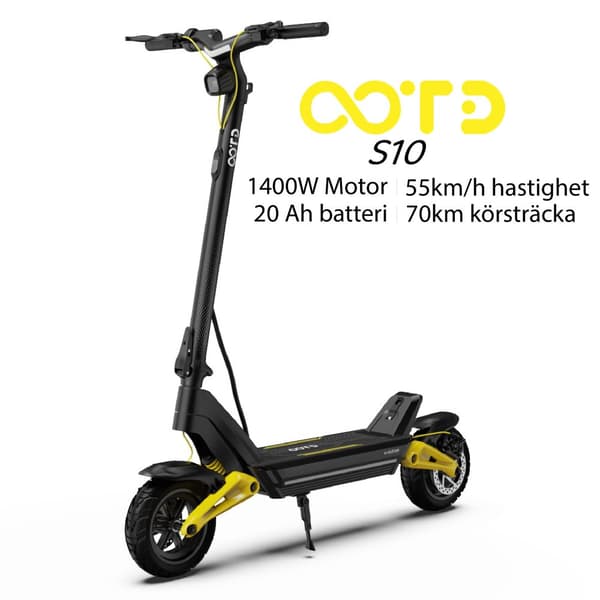 Elektrisk scooter OOTD S10 voksen 1400W motor 48V20AH batteri 55 km / t Maks. hastighed E-scooter 10" Stille dæk foldbar Kick Escooter