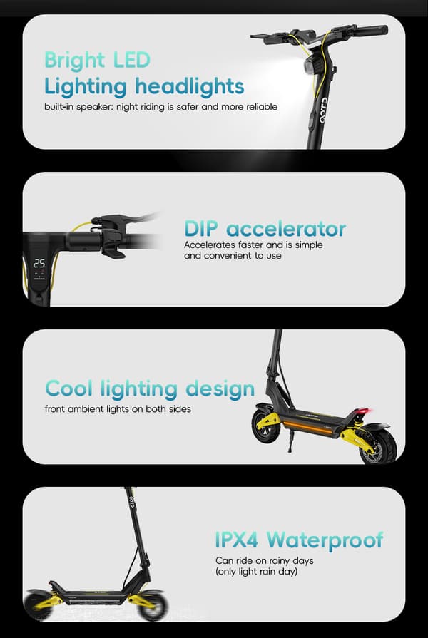 Elektrisk scooter OOTD S10 Voksen 1400W Motor 48V20AH Batteri 10" Stille dæk Foldbar Kick Escooter 55km/t Max Speed E-Scooter