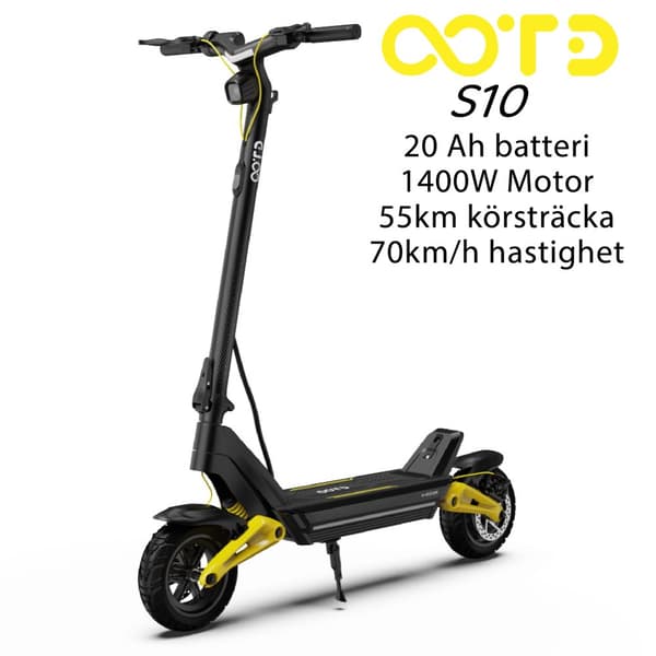 Elektrisk scooter OOTD S10 Voksen 1400W Motor 48V20AH Batteri 10" Stille dæk Foldbar Kick Escooter 55km/t Max Speed E-Scooter