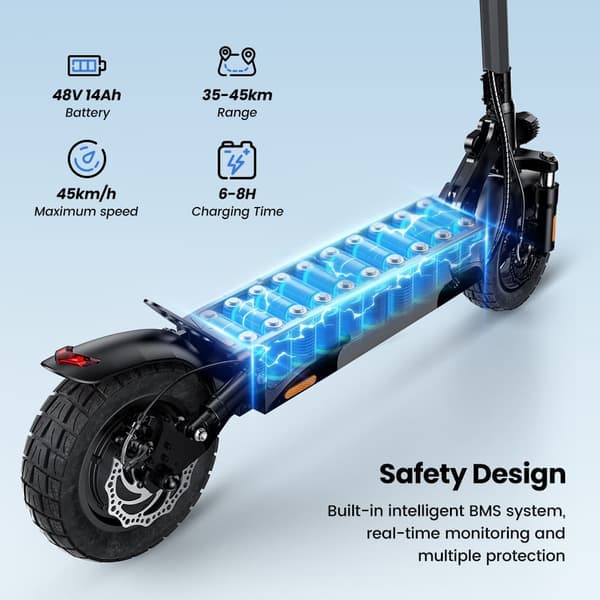 iScooter W9 foldbar elektrisk scooter 1000W, 48V 14Ah batteri, tophastighed 45 km / t, rækkevidde 35-45 km, high definition LED-skærm