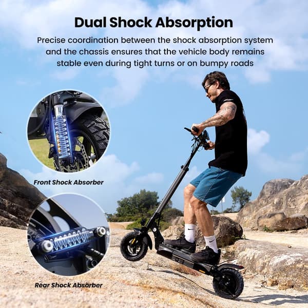 iScooter W9 foldbar elektrisk scooter 1000W, 48V 14Ah batteri, tophastighed 45 km / t, rækkevidde 35-45 km, high definition LED-skærm