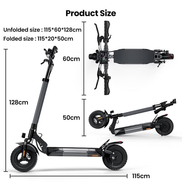 iScooter W9 foldbar elektrisk scooter 1000W, 48V 14Ah batteri, tophastighed 45 km / t, rækkevidde 35-45 km, high definition LED-skærm