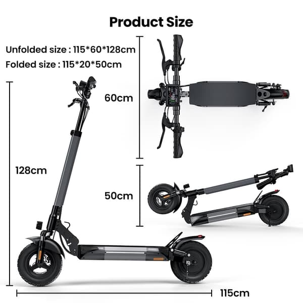 iScooter W9 foldbar elektrisk scooter 1000W, 48V 14Ah batteri, tophastighed 45 km / t, rækkevidde 35-45 km, high definition LED-skærm