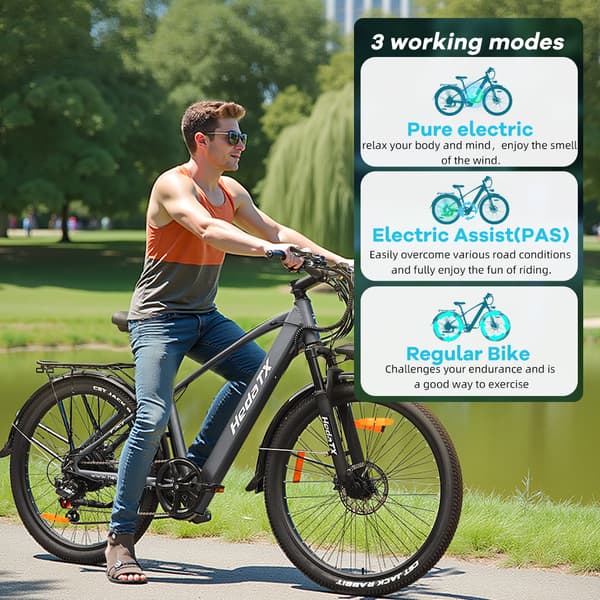 Hedatx TX1 Elcykel För Vuxna 500W Motor El-Mountainbike 48V9.6AH Batteri Elcykel 26 Tums Däck Elcykel
