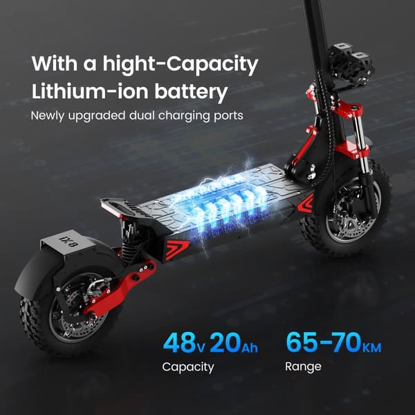 IScooter IX8 E-Scooter 2400W Motor 48V 20AH Batteri 60 km/t Max Elektrisk Scooter 12 Tommer Anti-Skrid Off Road Pneumatisk Dæk