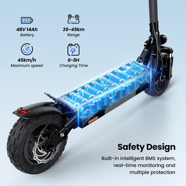 2025Ny E-Scooter iScooter W9 1000W Motor 48V 13Ah Batteri 45 km/t Skivebremse bagpå med AppElektrisk scooter 10 tommer oppustelige dæk Hastighed