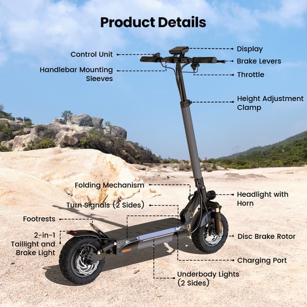 2025Ny E-Scooter iScooter W9 1000W Motor 48V 13Ah Batteri 45 km/t Skivebremse bagpå med AppElektrisk scooter 10 tommer oppustelige dæk Hastighed