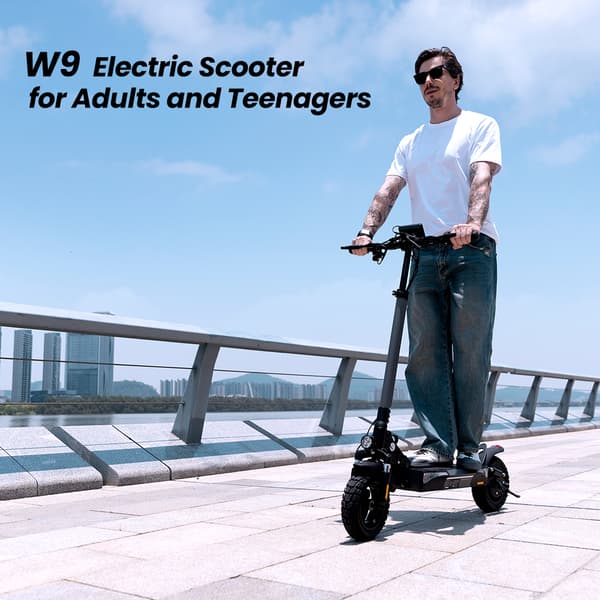 2025Ny E-Scooter iScooter W9 1000W Motor 48V 13Ah Batteri 45 km/t Skivebremse bagpå med AppElektrisk scooter 10 tommer oppustelige dæk Hastighed