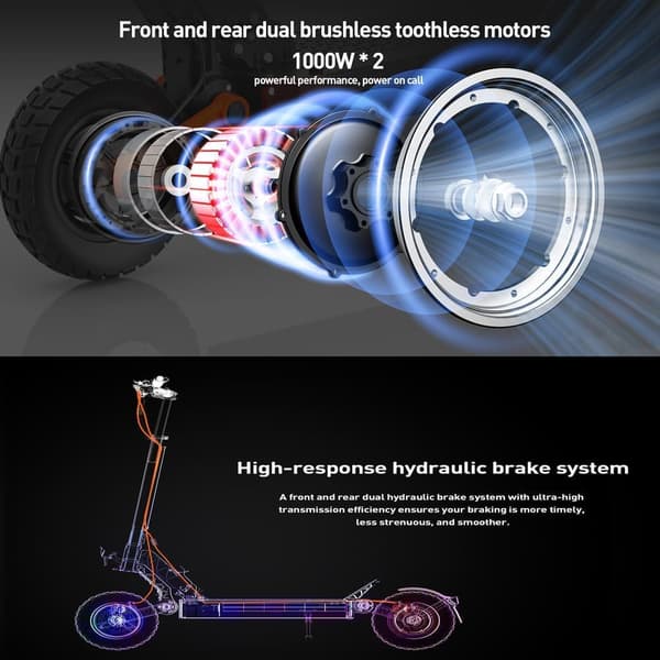 JOYOR S10-S-Z 10'' off-road elektrisk scooter, 2000W motor, 18AH batteri, 60 km/t, 40-75 km udholdenhed