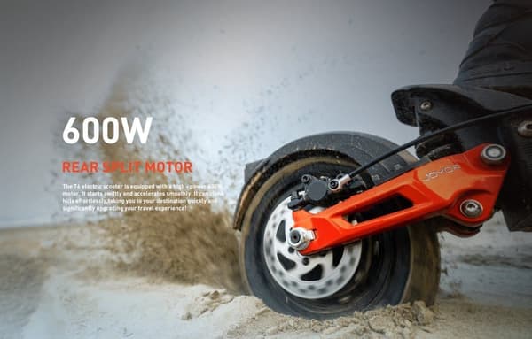JOYOR T6 10'' foldbar elektrisk løbehjul, 600W motor, op til 48 km/t, 18Ah batteri, maksimal rækkevidde 40-70 km, støddæmpere foran og bagpå