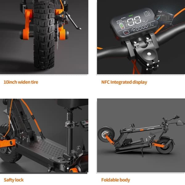 Joyor S8E Voksen Off-Road elektrisk scooter med NFC sæde, 800W motor, 26AH batteri, 10'' dæk, foldbar.