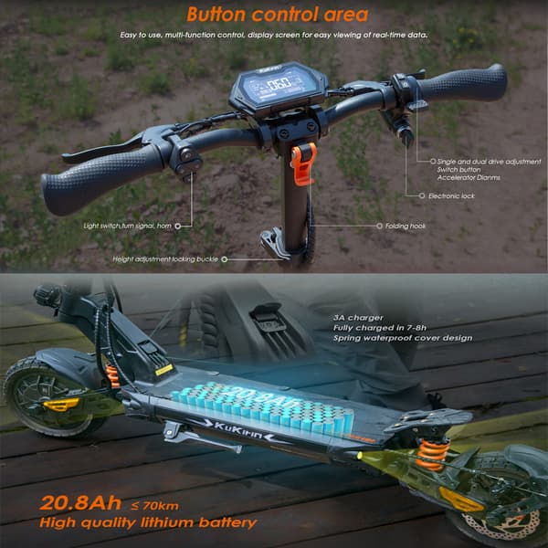 KuKirin G2 Master 10'' voksen dobbeltmotor elektrisk scooter, 2000W motor, 20,8AH batteri, udholdenhed: omkring 70KM, op til: 60KM/H