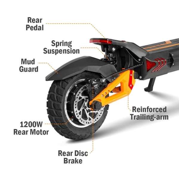 KuKirin G3 Pro dual-motor off-road elektrisk scooter, 2400W motor, op til 65KM/H, 23AH batteri, udholdenhed: omkring 80KM, hydraulisk bremse.