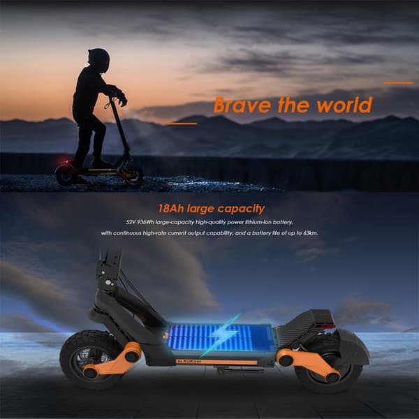 KuKirin G3 elektrisk scooter for voksne, 18AH batteri, udholdenhed: omkring 70 km, 1200 motor, op til 50 km/t, 10,5'' dæk.