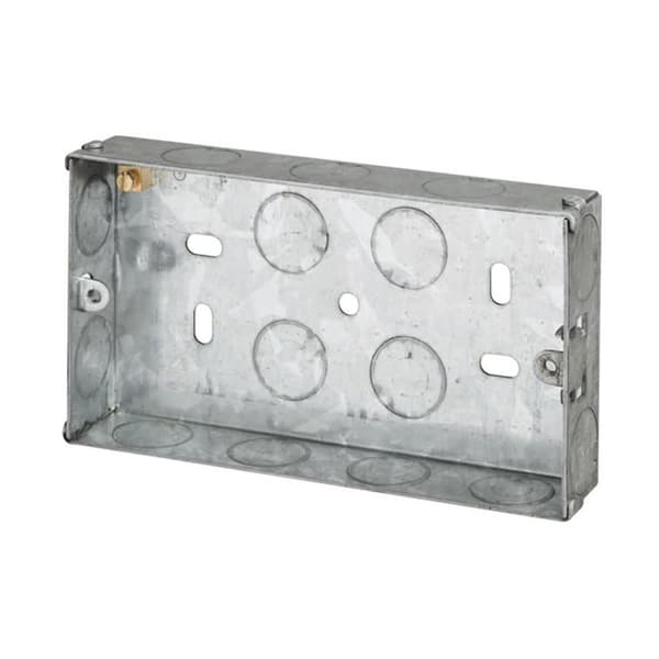 Dencon 2 Gang Metal Back Box To BS4662 Silver 25mm