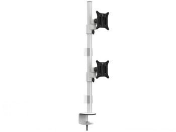 Multibrackets M VESA Deskmount Officeline Dual Vertical White | VESA 75x75-100x100 | Max 8kg | Desk clamp | White Hvit