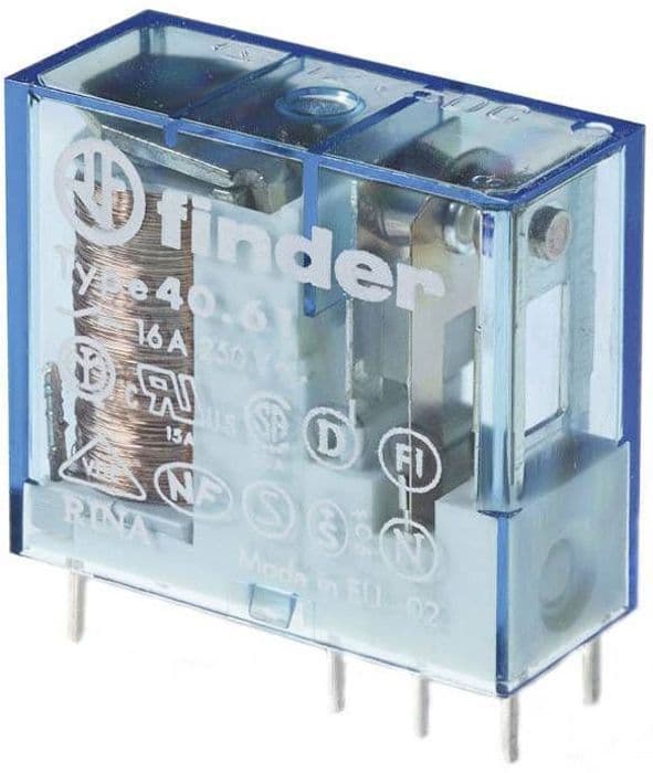 Finder kopplingsdosa - 40.61.9.024.0000 - serie 40 - Rele Mini nät 5 mm vA och Vient 16 A 24 Vdc