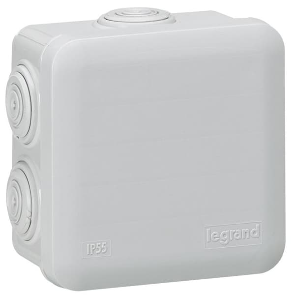 Legrand fyrkantig Plexo kopplingsdosa 80x80mm - 7 ingångar - Grå