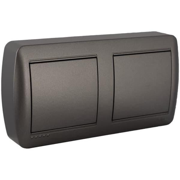Dubbel kopplingsbox för avgrening - Solera - Svart grafit - IP20 - 138x72x28mm - Utstickande