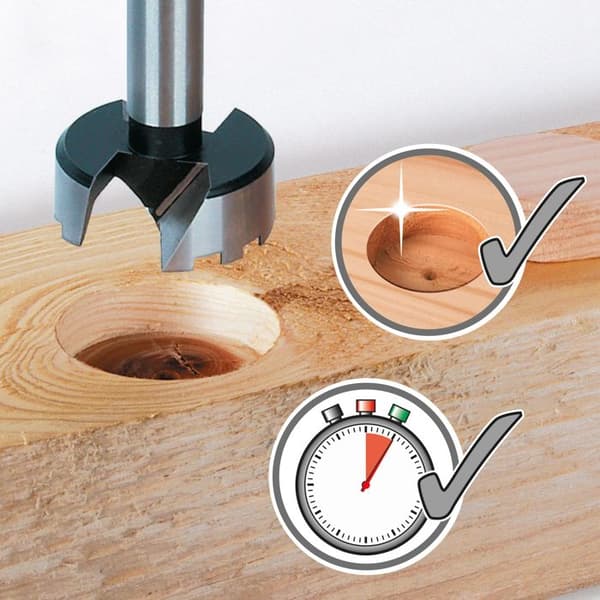 Låda med infällda fräsar - wolfcraft - 1002000 - Ø 15 till 35 mm - Borrprecision - Ingen bränning