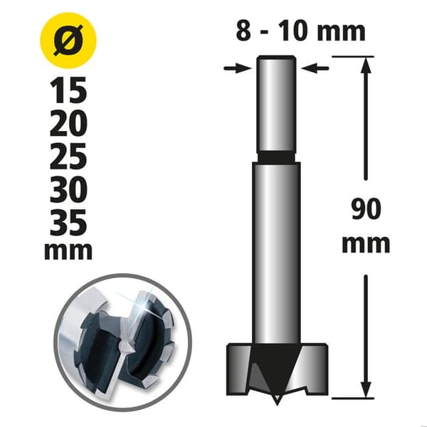 Låda med infällda fräsar - wolfcraft - 1002000 - Ø 15 till 35 mm - Borrprecision - Ingen bränning