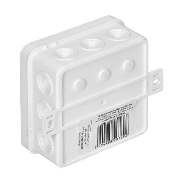 ORNO CLICK Ytmonterad kopplingsdosa Eldosa IP54 12 sätt för ledningar 85x85x41mm Vit