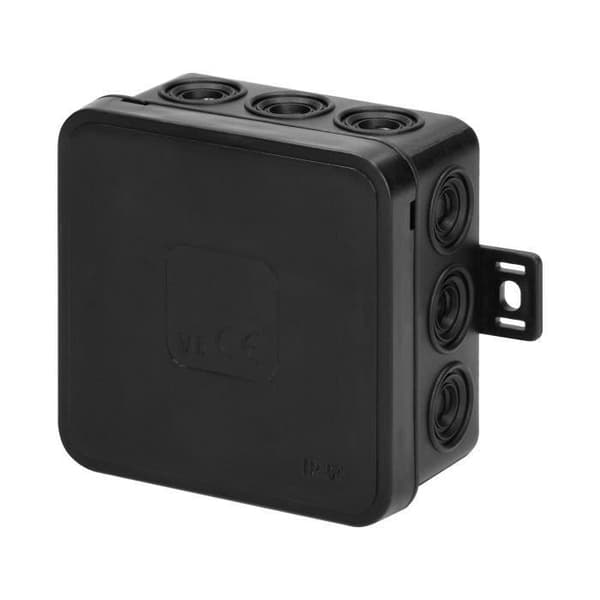 ORNO CLICK Ytkopplingsdosa IP54 12 vägar för ledningar 75x75x41mm Svart