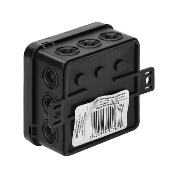 ORNO CLICK Ytkopplingsdosa IP54 12 vägar för ledningar 75x75x41mm Svart