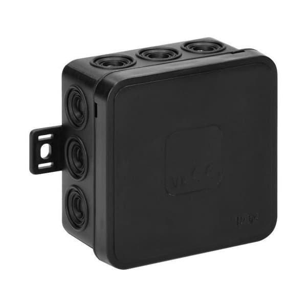 ORNO CLICK Ytkopplingsdosa IP54 12 vägar för ledningar 75x75x41mm Svart