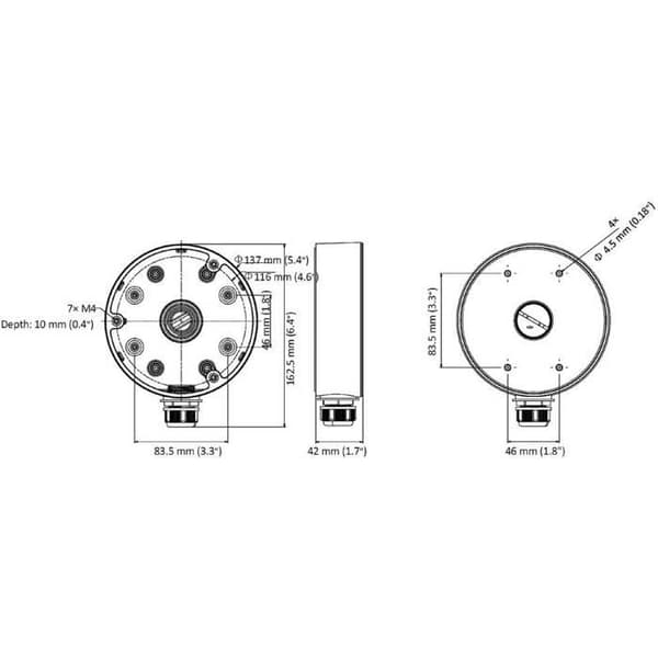 Stöd för kupol - Hikvision - 100103751 - Vit aluminium - 135 mm - Rund