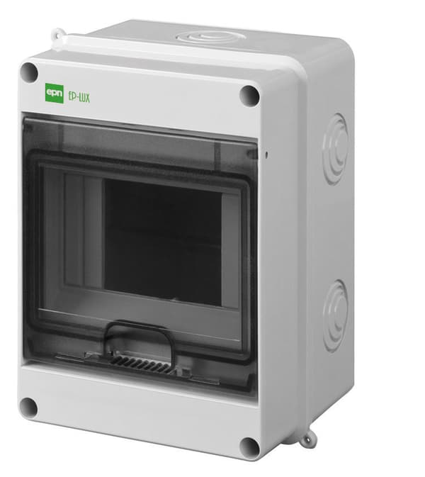 Utanpåliggande fördelningscentral EP-LUX PLUS 5-moduls IP55 med TH-35 monteringsskena och kopplingsplint
