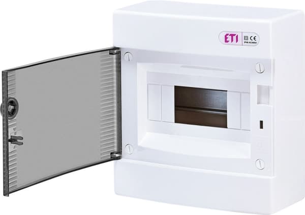Utanpåliggande fördelningscentral 8 moduler IP40 transparent dörr ECT8PT