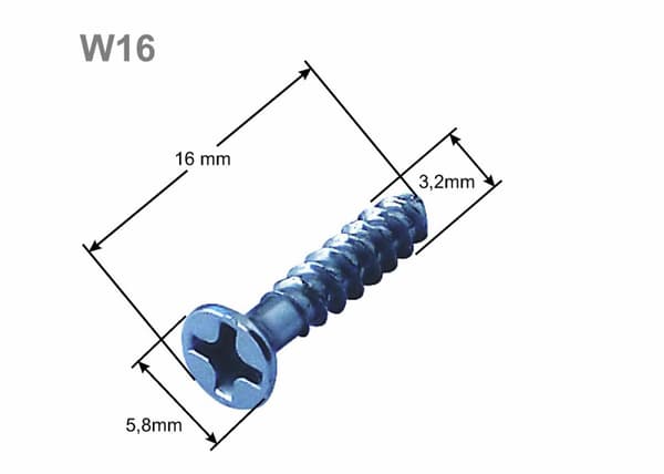 Skrue til el-installationsdåser, længde 16 mm, æske med 100 stk., B16