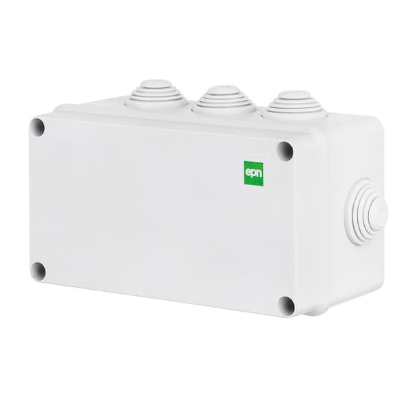 Utanpåliggande låda 156x95x68 med 8 kabelgenomföringar IP55 INDUSTRIAL