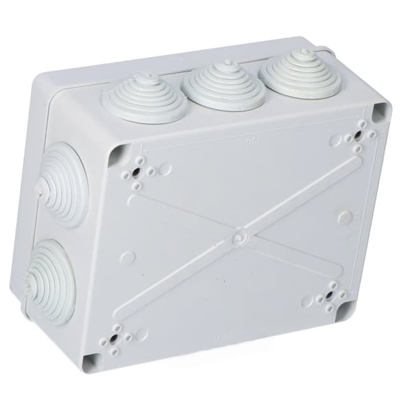Utanpåliggande låda 198x163x80 med 10 kabelgenomföringar IP55 INDUSTRIAL