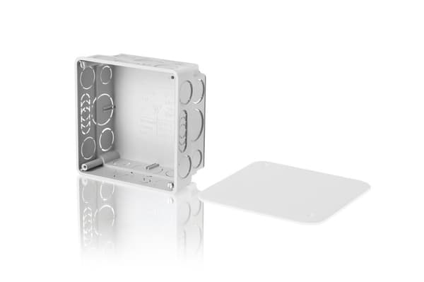 Infälld kopplingsdosa med lock, 100x100x50 mm, grå, E141